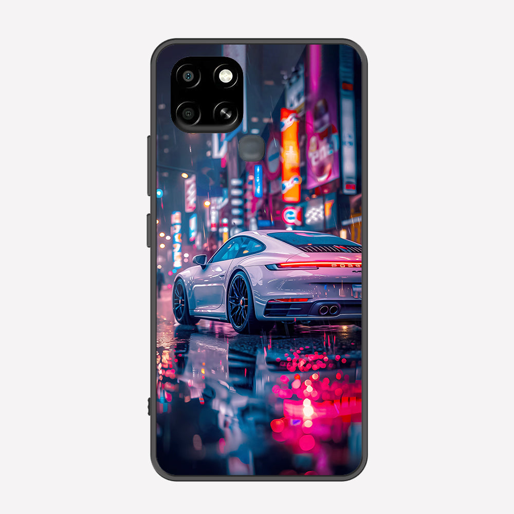 Infinix Smart 6 Cover - Car Series - Premium Printed Metal soft Bumper shock Proof Case