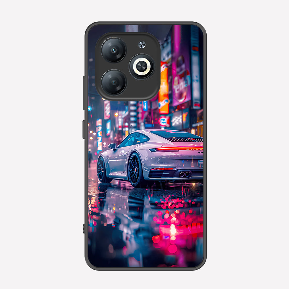Tecno Spark 20 Cover - Car Series - Premium Printed Metal soft Bumper shock Proof Case
