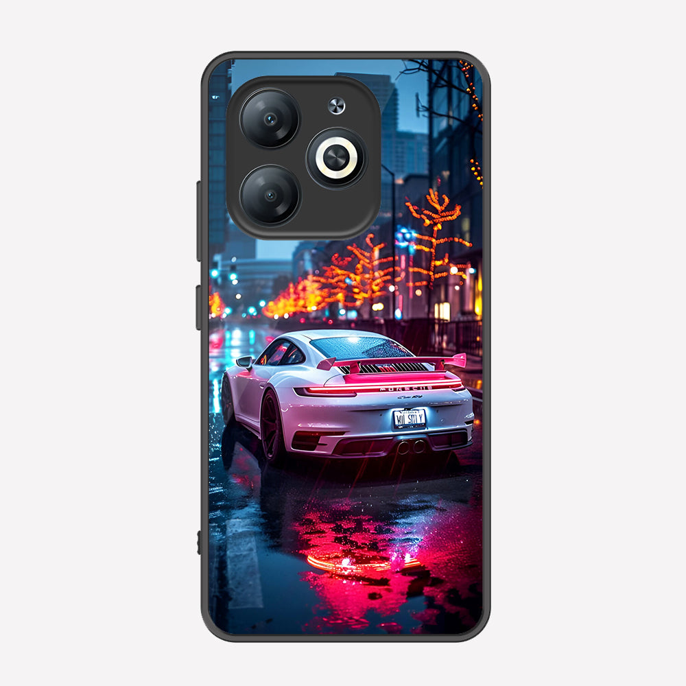 Tecno Spark 20 Cover - Car Series - Premium Printed Metal soft Bumper shock Proof Case