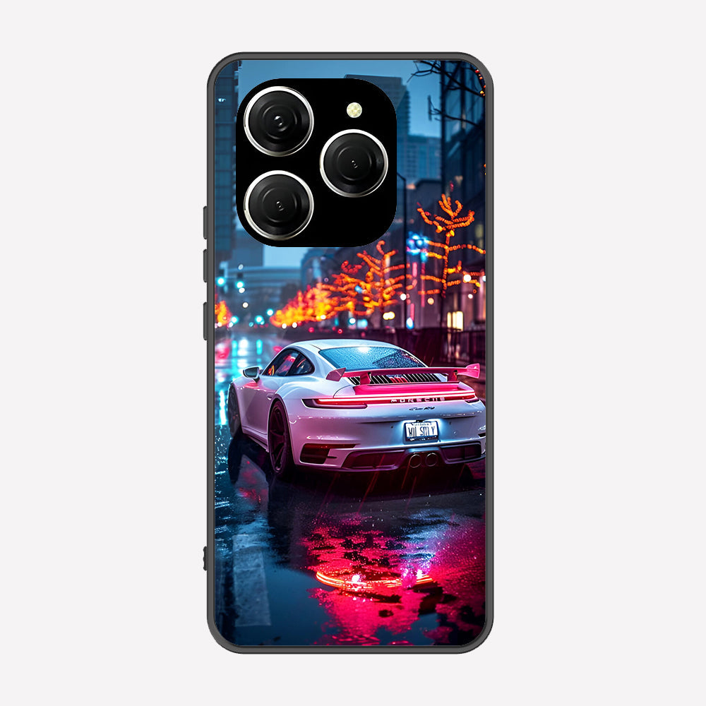 Tecno Spark 20 Pro Cover - Car Series - Premium Printed Metal soft Bumper shock Proof Case