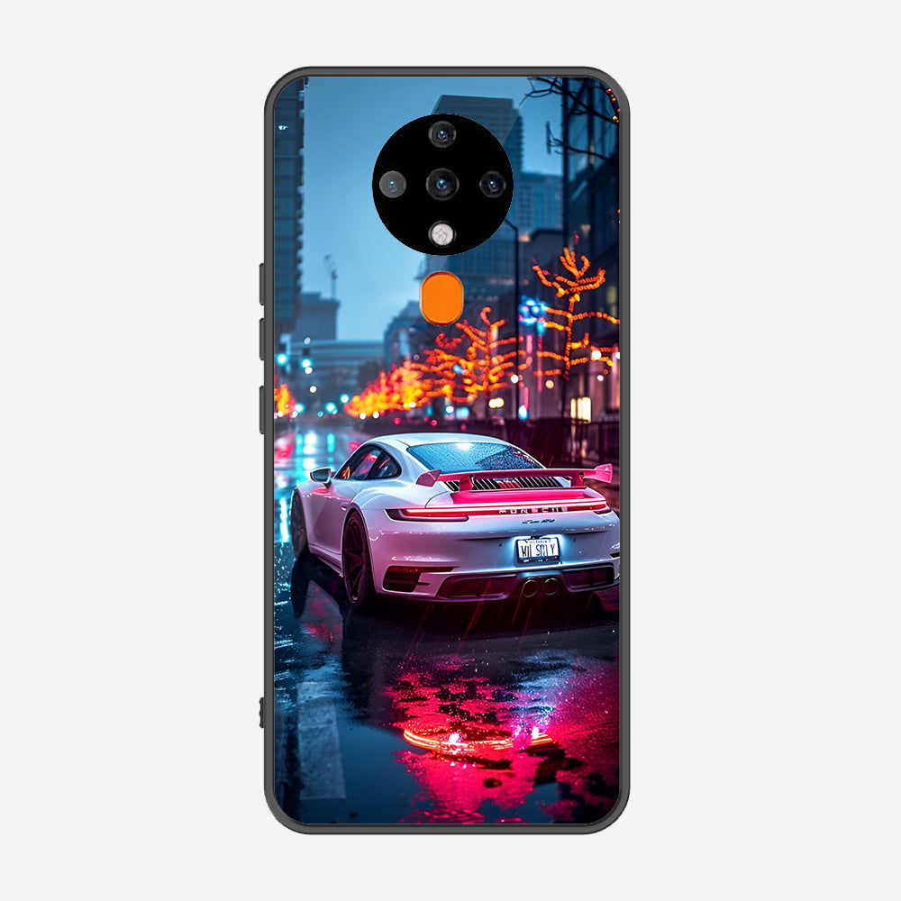 Tecno Spark 6 Cover - Car Series - Premium Printed Metal soft Bumper shock Proof Case