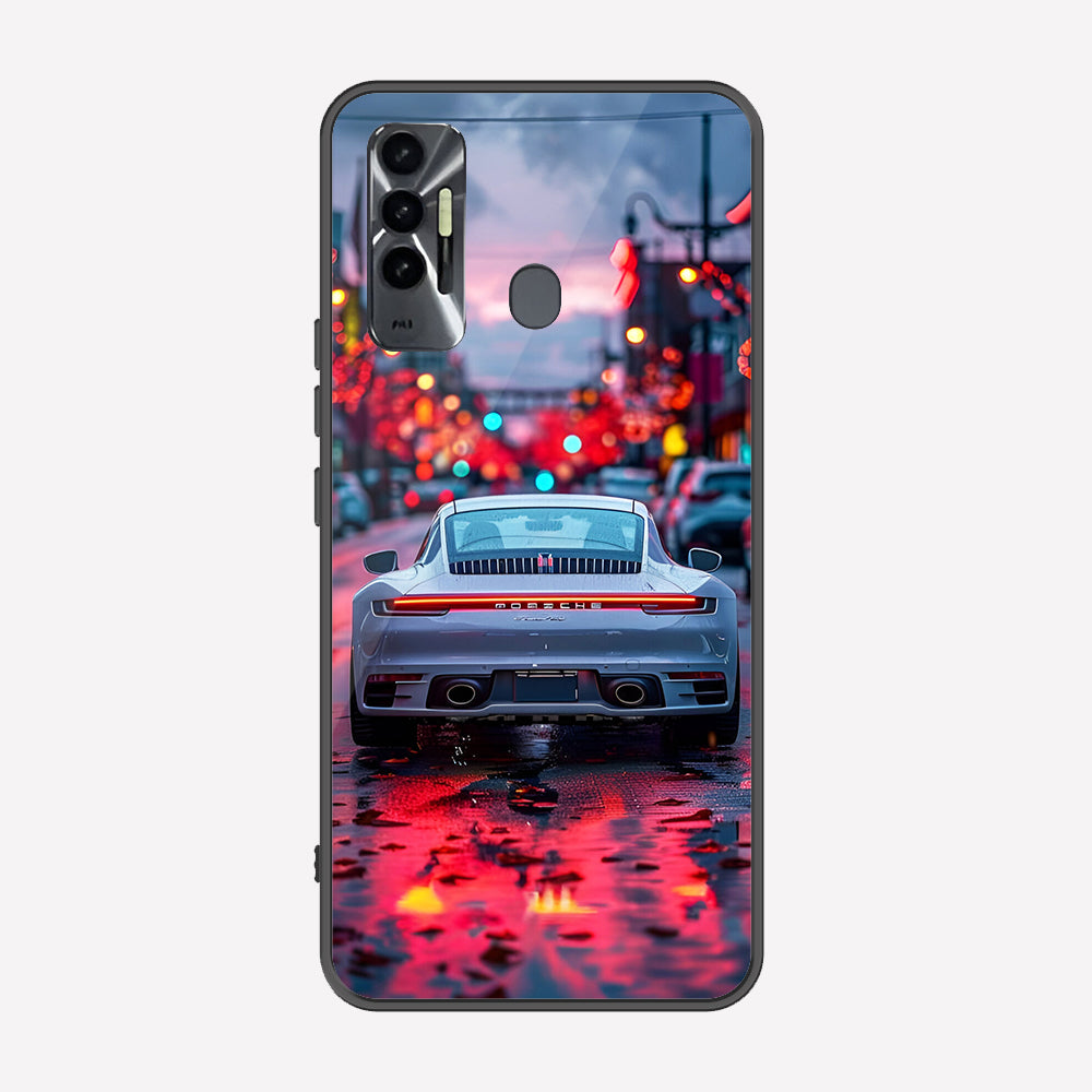 Tecno Spark 7T Cover - Car Series - Premium Printed Metal soft Bumper shock Proof Case