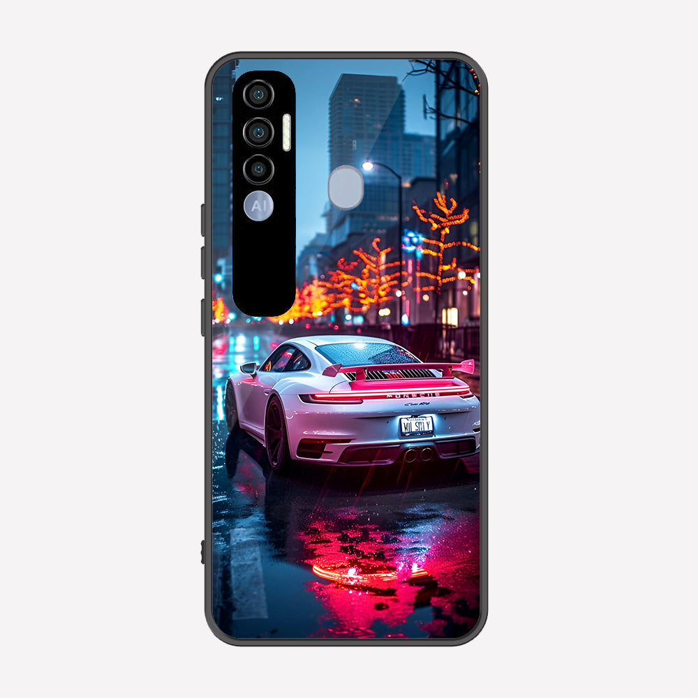 Tecno Spark 7 Pro Cover - Car Series - Premium Printed Metal soft Bumper shock Proof Case