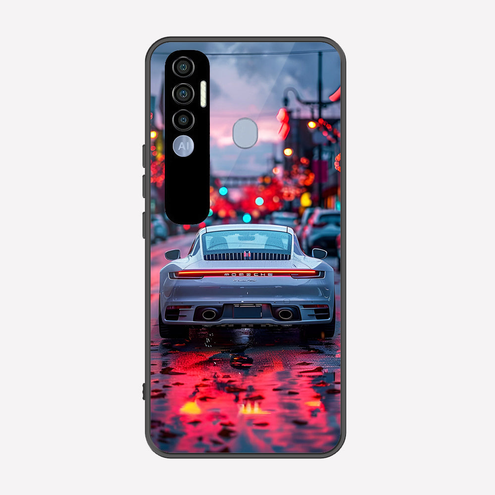 Tecno Spark 7 Pro Cover - Car Series - Premium Printed Metal soft Bumper shock Proof Case