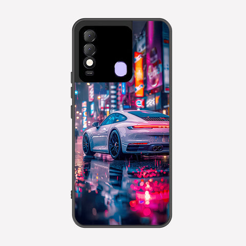 Tecno Spark 8 Cover - Car Series - Premium Printed Metal soft Bumper shock Proof Case