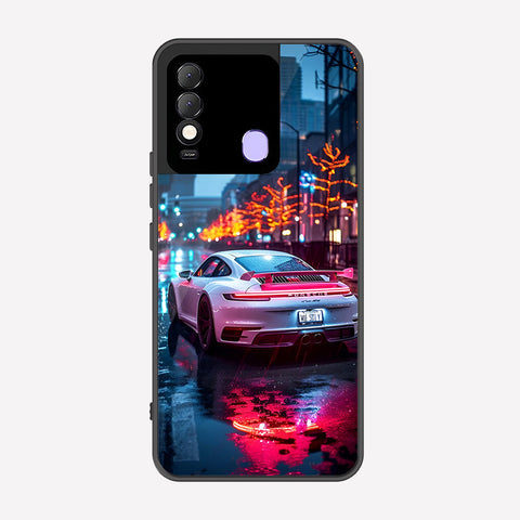 Tecno Spark 8 Cover - Car Series - Premium Printed Metal soft Bumper shock Proof Case