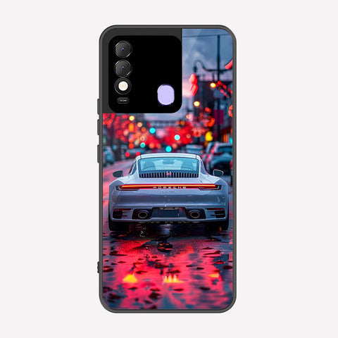 Tecno Spark 8 Cover - Car Series - Premium Printed Metal soft Bumper shock Proof Case