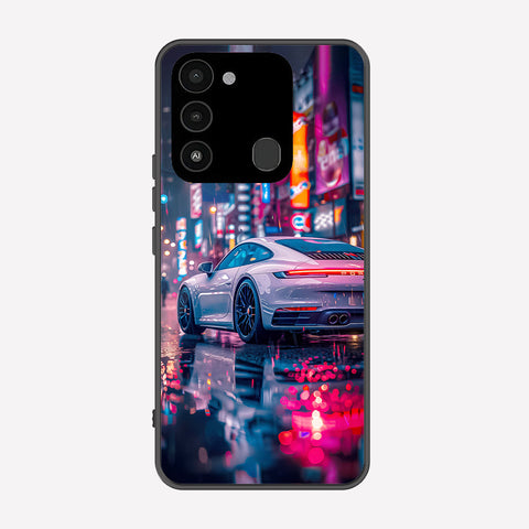 Tecno Spark 8C Cover - Car Series - Premium Printed Metal soft Bumper shock Proof Case