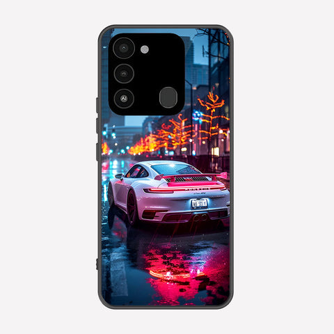 Tecno Spark 9 Cover - Car Series - Premium Printed Metal soft Bumper shock Proof Case
