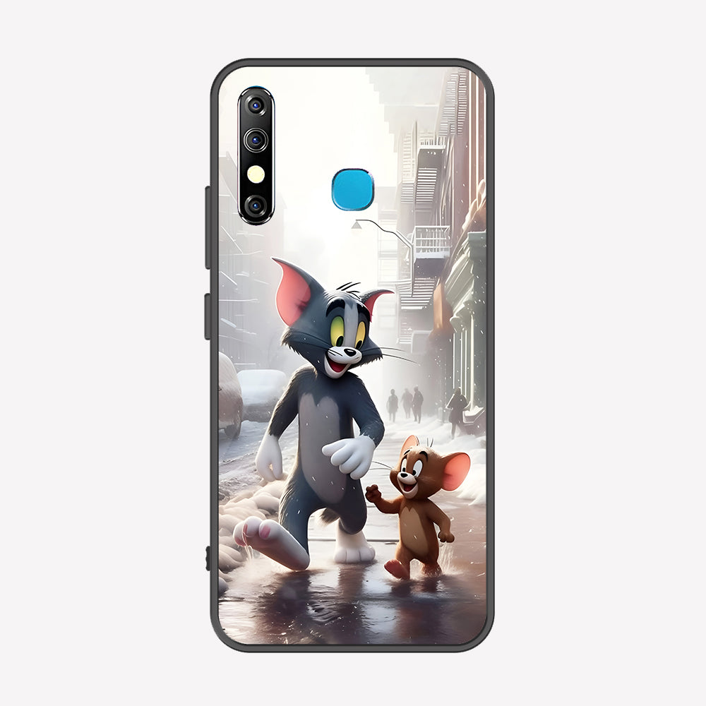 Tecno Spark 4 Cover - Tom & Jerry Series - Premium Printed Metal soft Bumper shock Proof Case