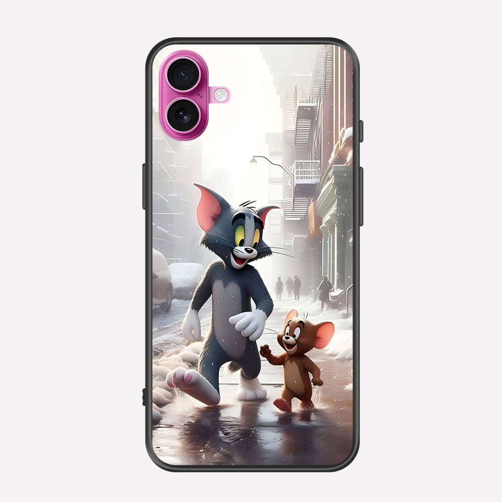 iPhone 16 Cover - Tom & Jerry Series - Premium Printed Metal soft Bumper shock Proof Case