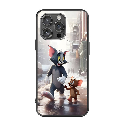 iPhone 16 Pro Max Cover - Tom & Jerry Series - Premium Printed Metal soft Bumper shock Proof Case