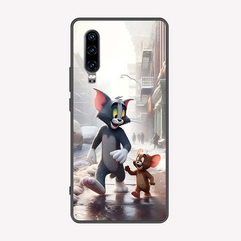 Huawei P30 Cover - Tom & Jerry Series - Premium Printed Metal soft Bumper shock Proof Case