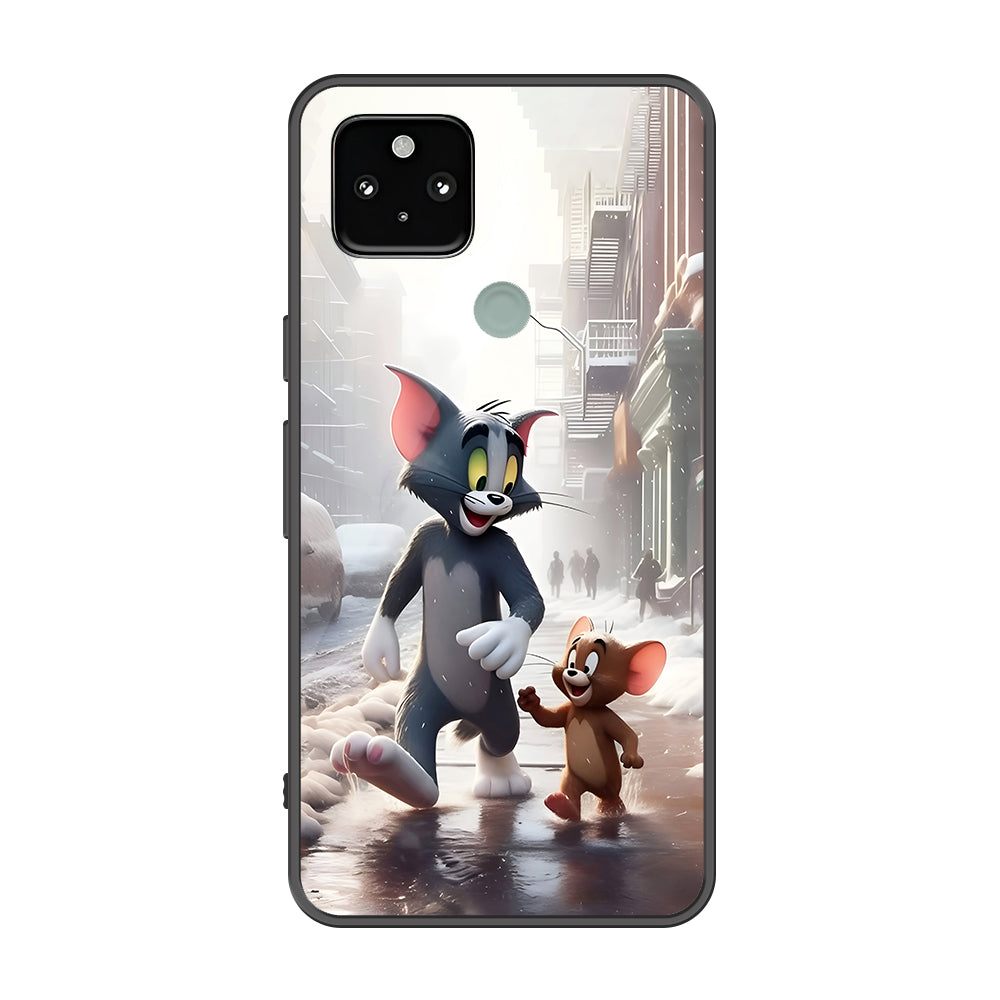 Google Pixel 5 Cover - Tom & Jerry Series - Premium Printed Metal soft Bumper shock Proof Case