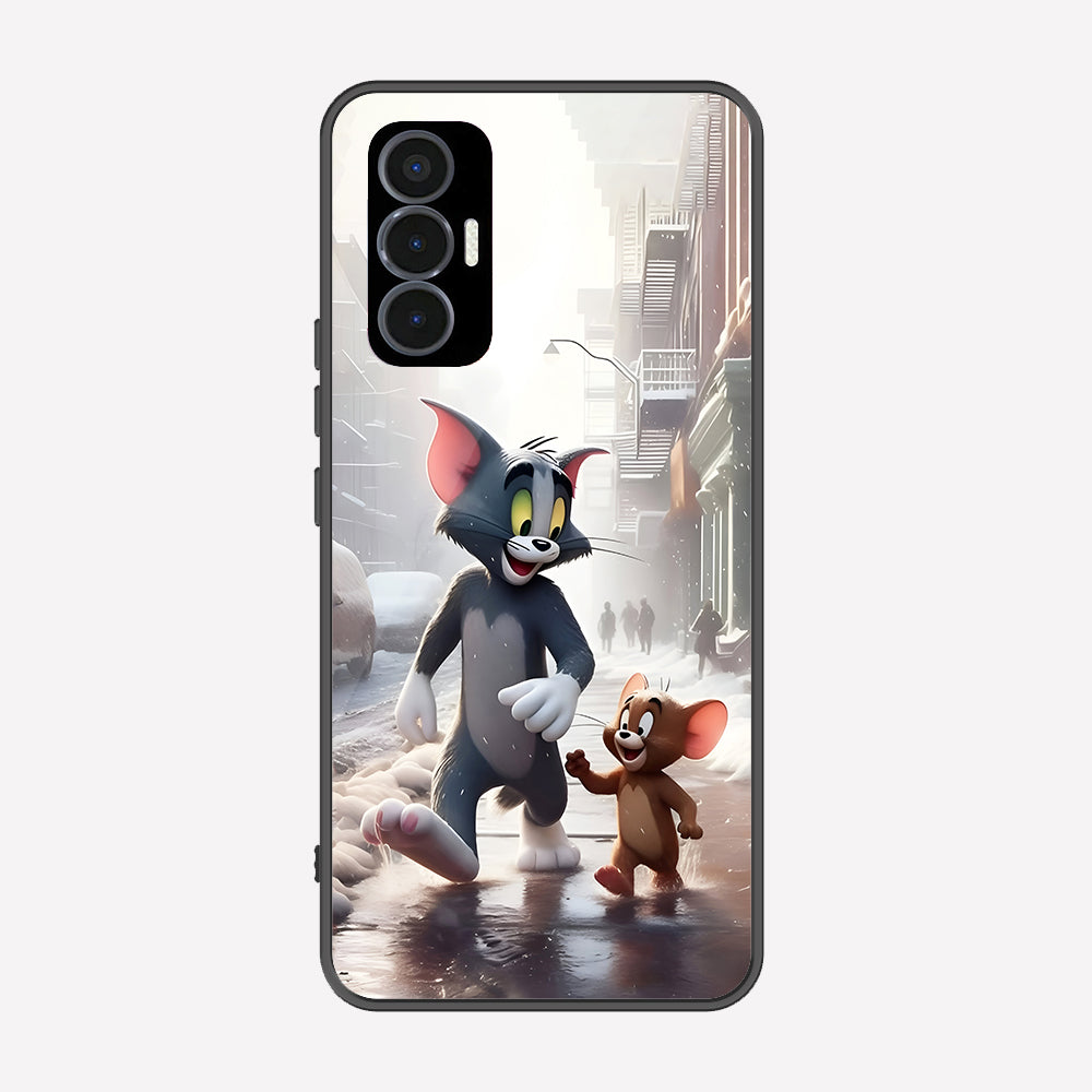 Tecno Pova 3 Cover - Tom & Jerry Series - Premium Printed Metal soft Bumper shock Proof Case