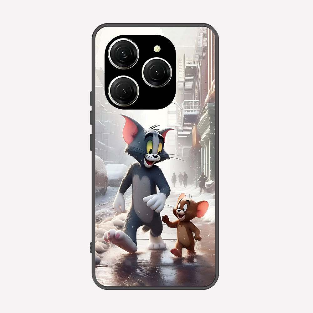 Tecno Spark 20 Pro Cover - Tom & Jerry Series - Premium Printed Metal soft Bumper shock Proof Case