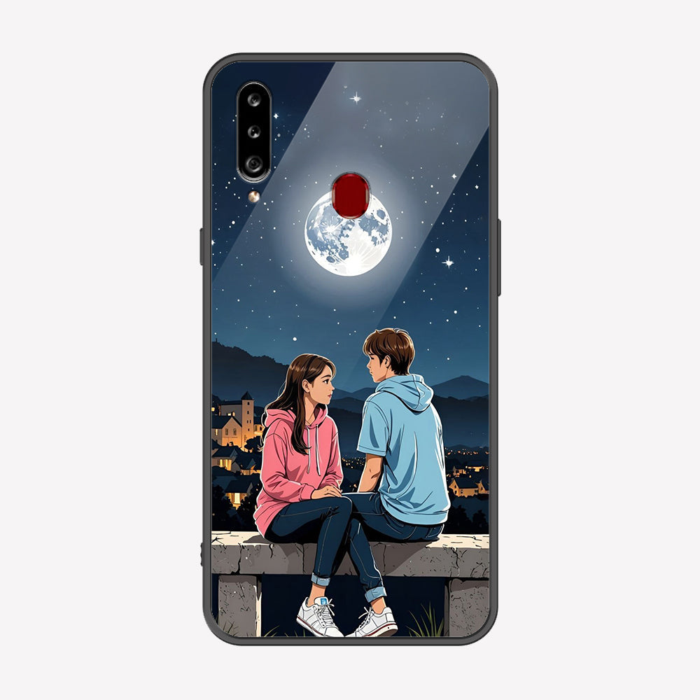 Samsung Galaxy A20s Cover - Love Couple Series - Premium Printed Metal soft Bumper shock Proof Case