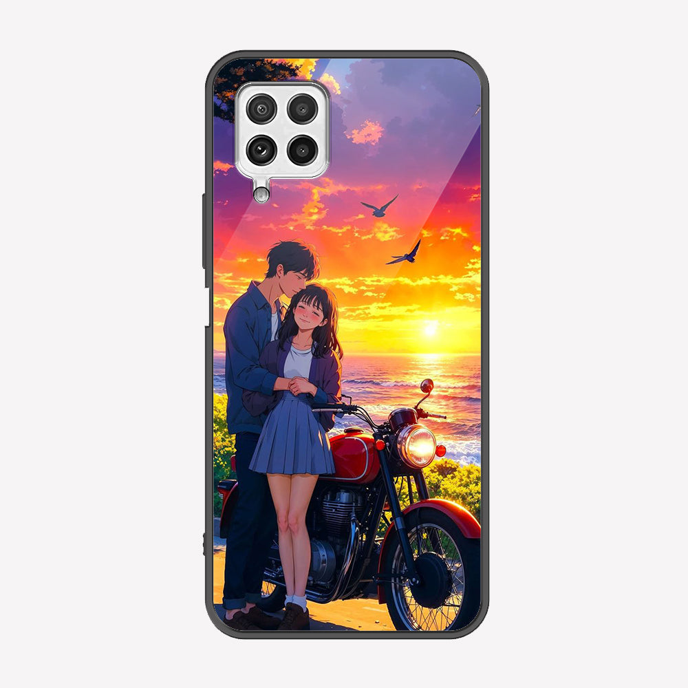 Samsung Galaxy A22 Cover - Love Couple Series - Premium Printed Metal soft Bumper shock Proof Case