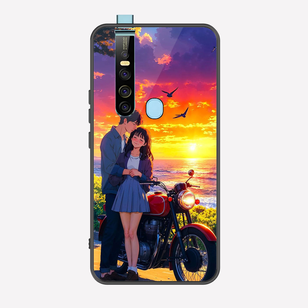 Tecno Camon 15 Premier Cover - Love Couple Series - Premium Printed Metal soft Bumper shock Proof Case