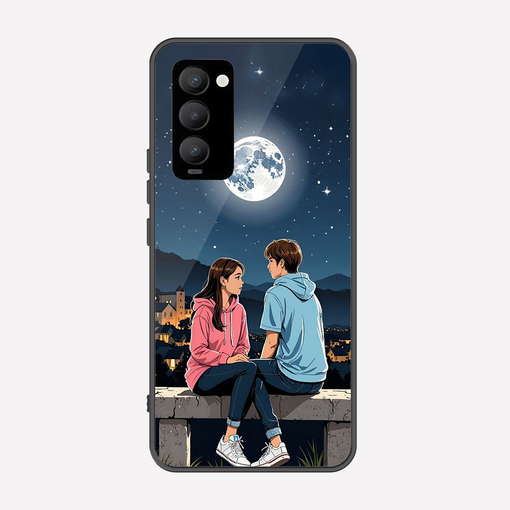 Tecno Camon 18T Cover - Love Couple Series - Premium Printed Metal soft Bumper shock Proof Case