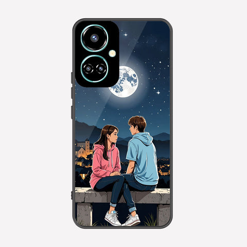 Tecno Camon 19 Cover - Love Couple Series - Premium Printed Metal soft Bumper shock Proof Case