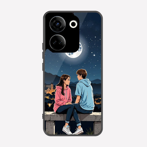 Tecno Camon 20 Cover - Love Couple Series - Premium Printed Metal soft Bumper shock Proof Case