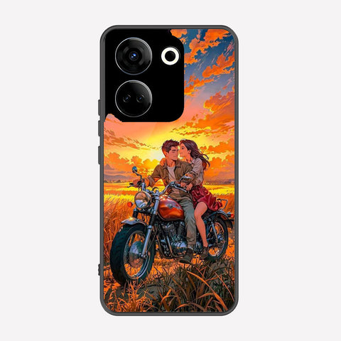 Tecno Camon 20 Pro Cover - Love Couple Series - Premium Printed Metal soft Bumper shock Proof Case