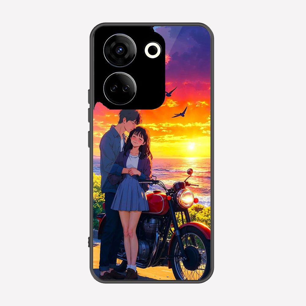 Tecno Camon 20 Pro Cover - Love Couple Series - Premium Printed Metal soft Bumper shock Proof Case