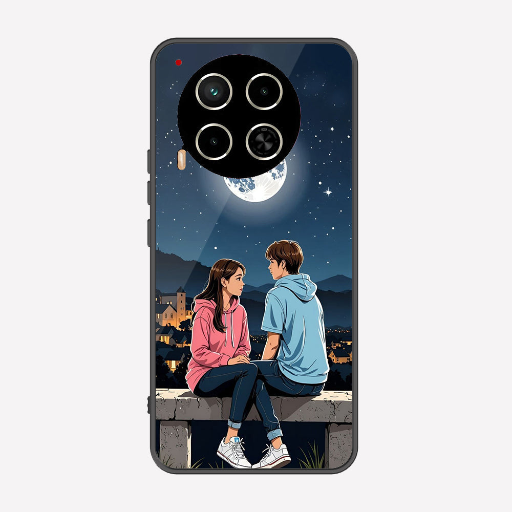 Tecno Camon 30 Cover - Love Couple Series - Premium Printed Metal soft Bumper shock Proof Case