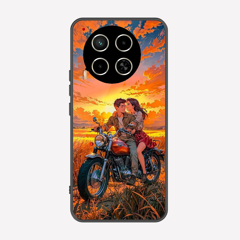 Tecno Camon 30 Cover - Love Couple Series - Premium Printed Metal soft Bumper shock Proof Case