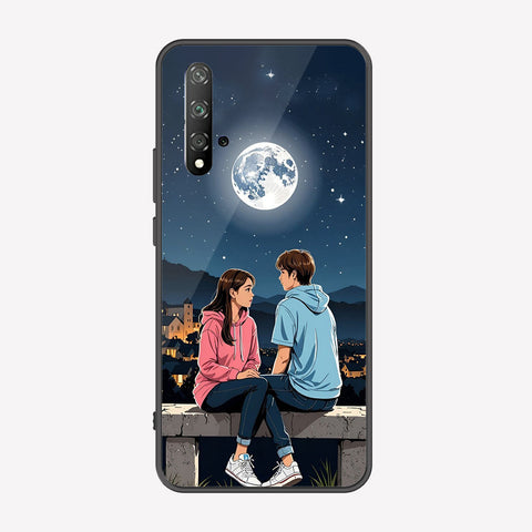 Honor 20 Cover - Love Couple Series - Premium Printed Metal soft Bumper shock Proof Case
