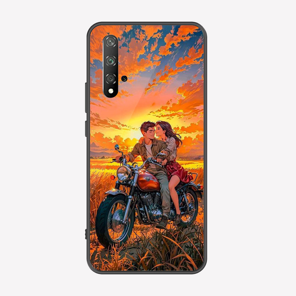 Honor 20 Cover - Love Couple Series - Premium Printed Metal soft Bumper shock Proof Case