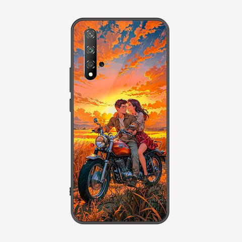 Honor 20 Cover - Love Couple Series - Premium Printed Metal soft Bumper shock Proof Case
