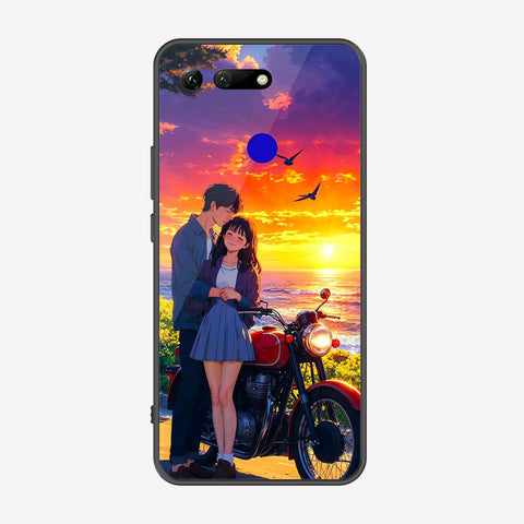 Huawei Honor View 20 Cover - Love Couple Series - Premium Printed Metal soft Bumper shock Proof Case