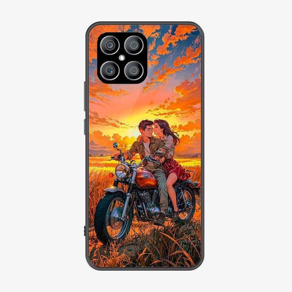 Honor X8 Cover - Love Couple Series - Premium Printed Metal soft Bumper shock Proof Case