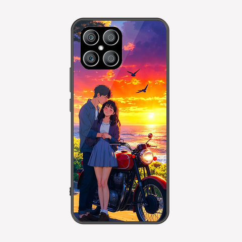 Honor X8 Cover - Love Couple Series - Premium Printed Metal soft Bumper shock Proof Case