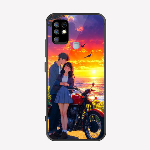 Infinix Hot 10 Cover - Love Couple Series - Premium Printed Metal soft Bumper shock Proof Case