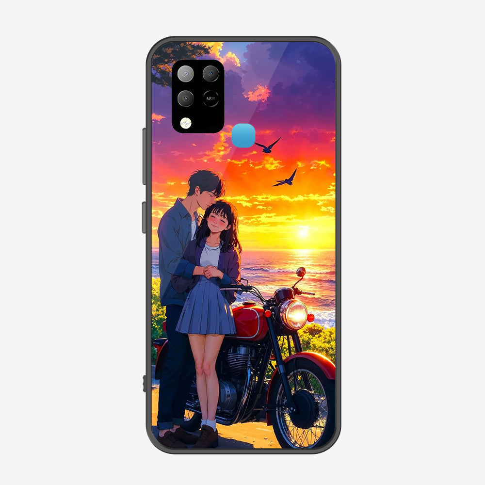 Infinix Hot 10s Cover - Love Couple Series - Premium Printed Metal soft Bumper shock Proof Case