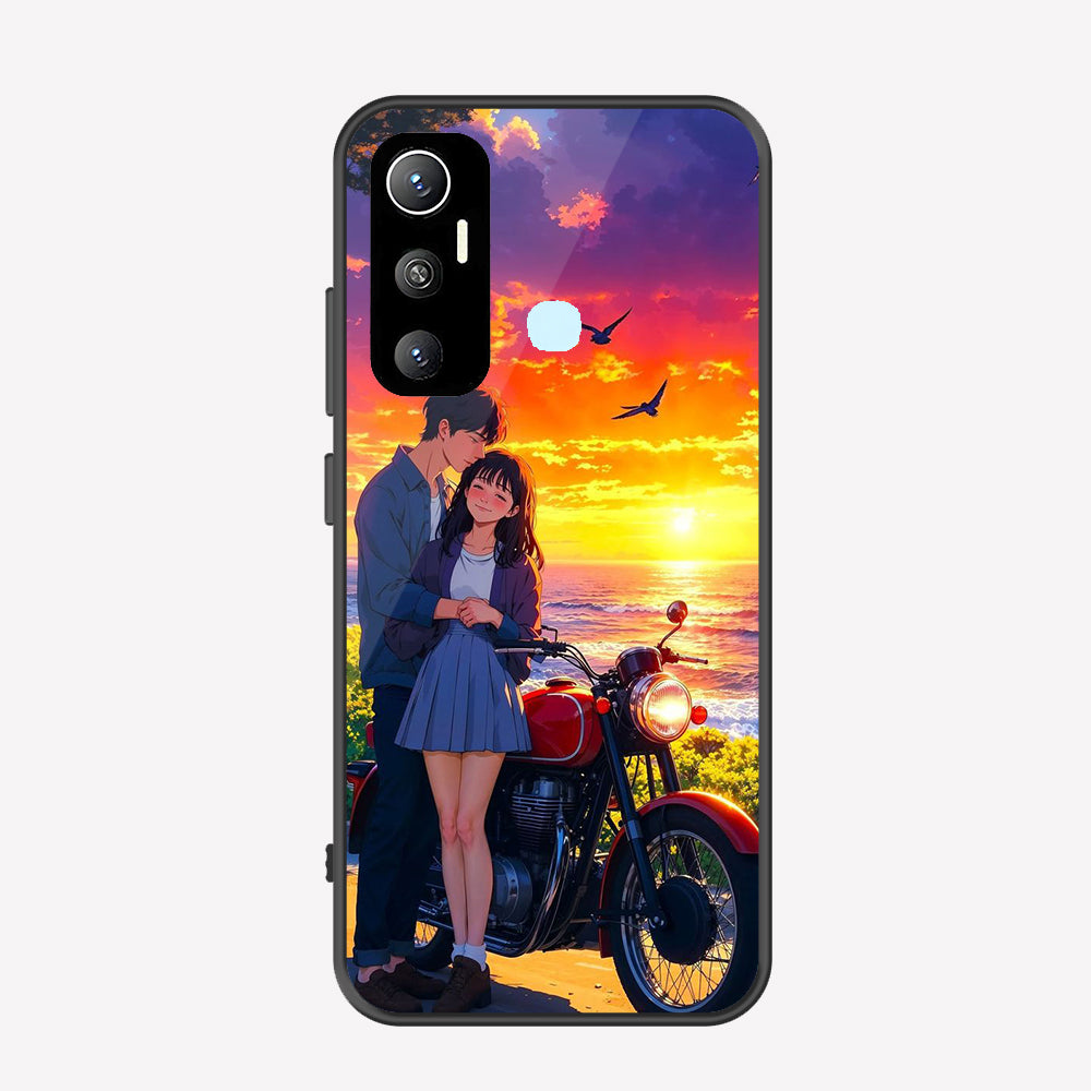 Infinix Hot 11 Cover - Love Couple Series - Premium Printed Metal soft Bumper shock Proof Case