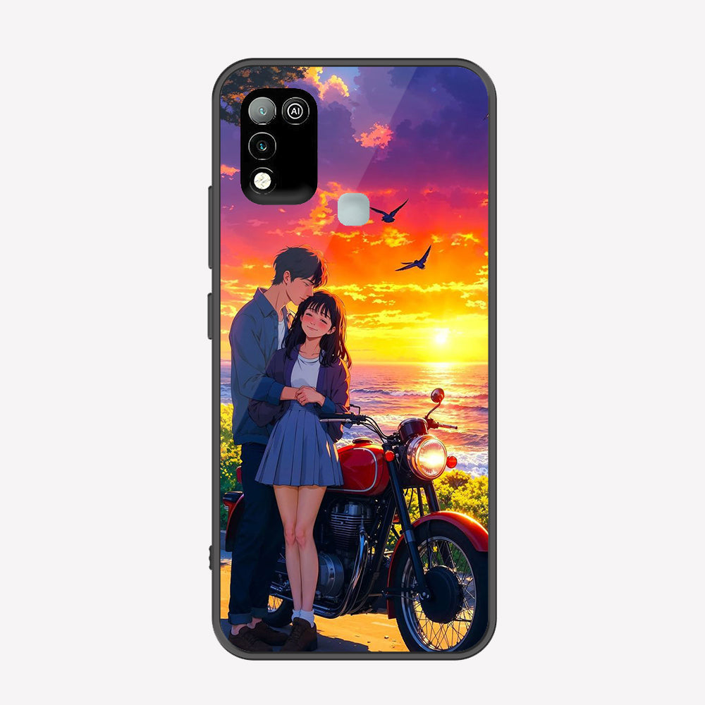 Infinix Hot 9 Play Cover - Love Couple Series - Premium Printed Metal soft Bumper shock Proof Case