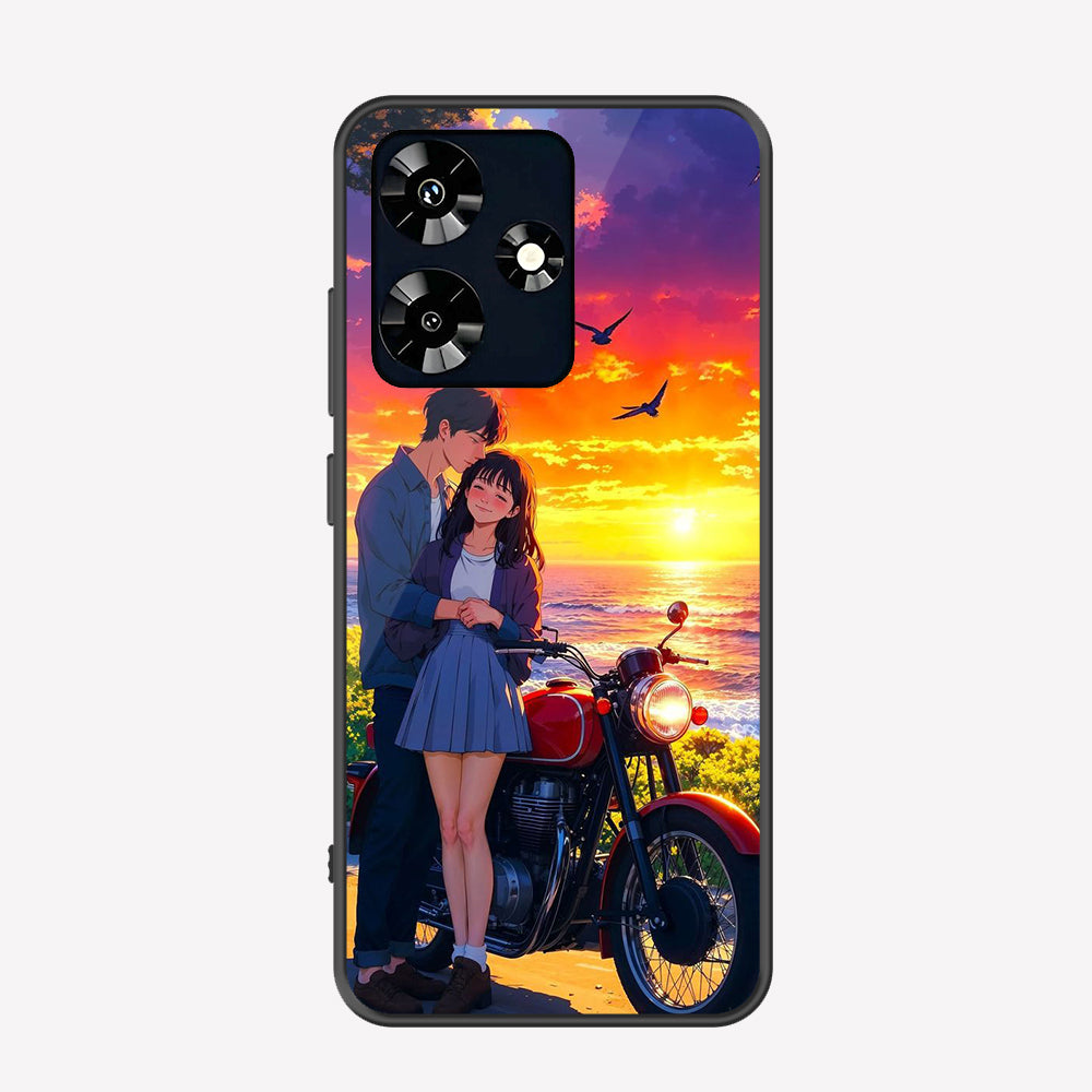 Infinix Hot 30 Cover - Love Couple Series - Premium Printed Metal soft Bumper shock Proof Case