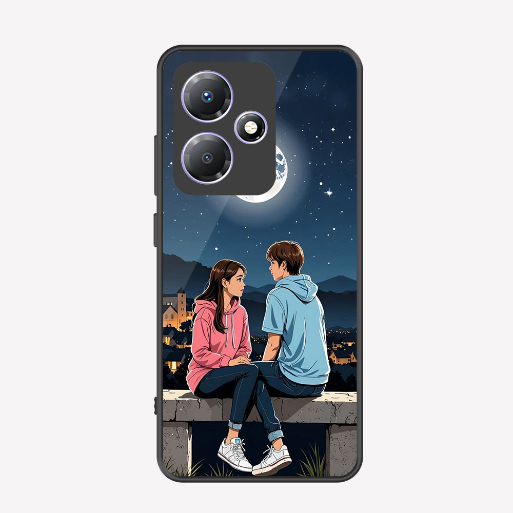 Infinix Hot 30 Play Cover - Love Couple Series - Premium Printed Metal soft Bumper shock Proof Case
