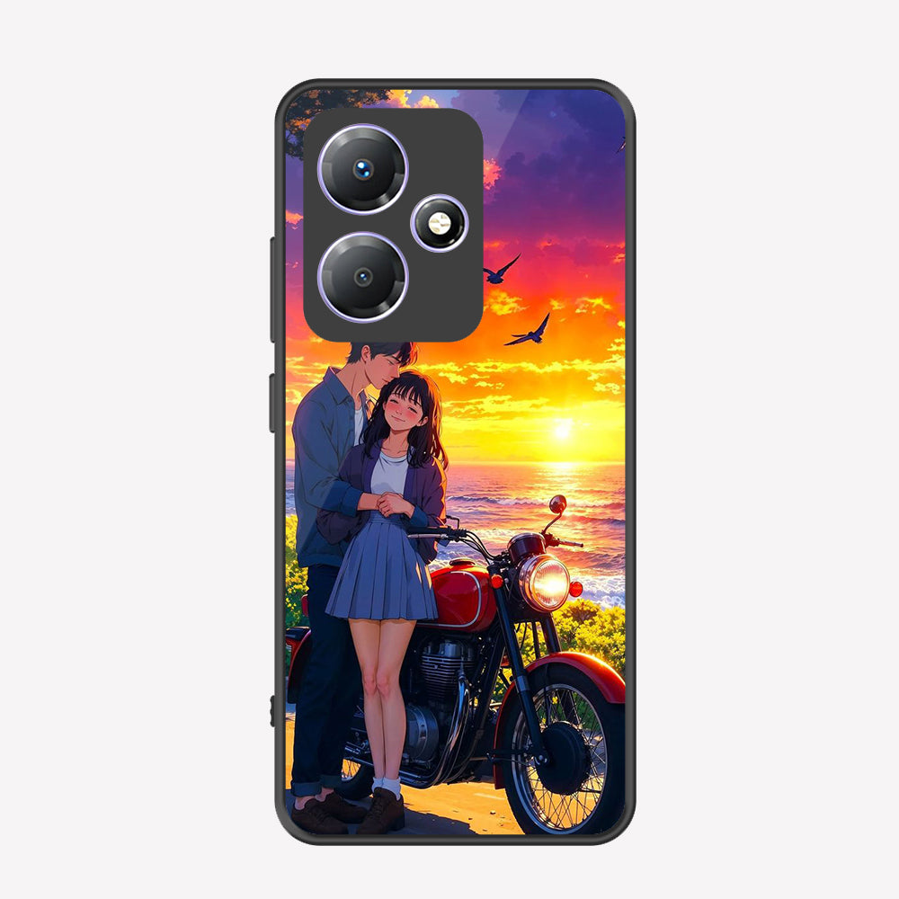 Infinix Hot 30 Play Cover - Love Couple Series - Premium Printed Metal soft Bumper shock Proof Case