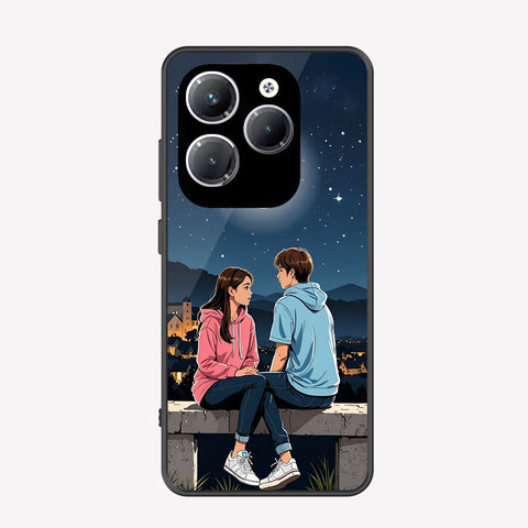 Infinix Hot 40 Cover - Love Couple Series - Premium Printed Metal soft Bumper shock Proof Case