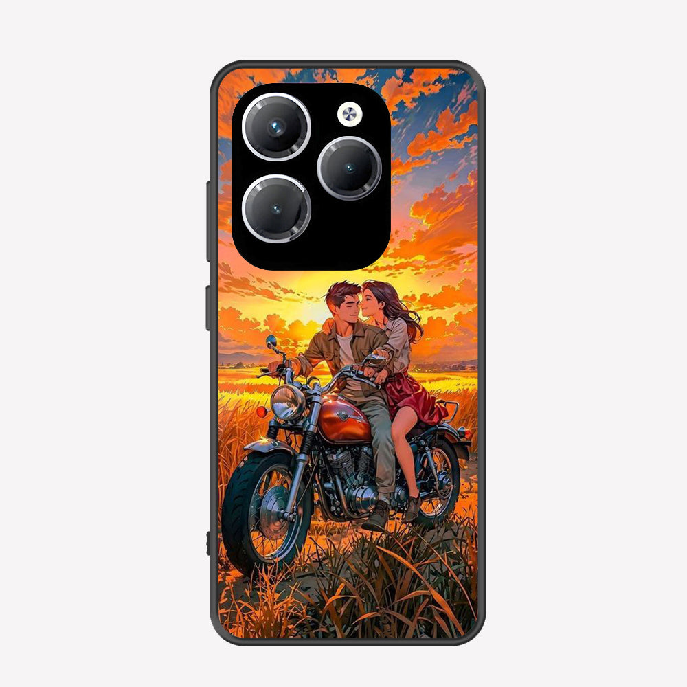 Infinix Hot 40 Cover - Love Couple Series - Premium Printed Metal soft Bumper shock Proof Case