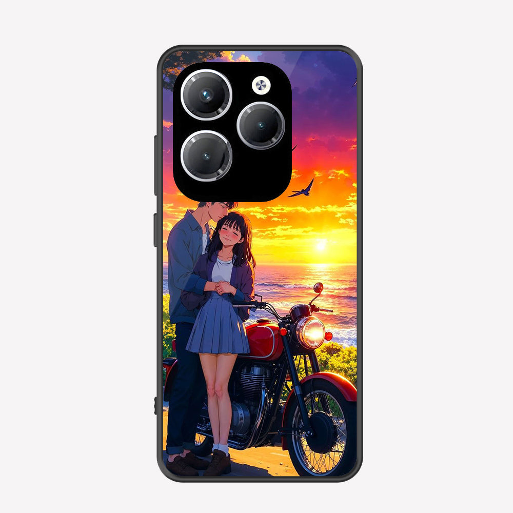 Infinix Hot 40 Pro Cover - Love Couple Series - Premium Printed Metal soft Bumper shock Proof Case