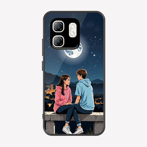 Infinix Hot 50i Cover - Love Couple Series - Premium Printed Metal soft Bumper shock Proof Case