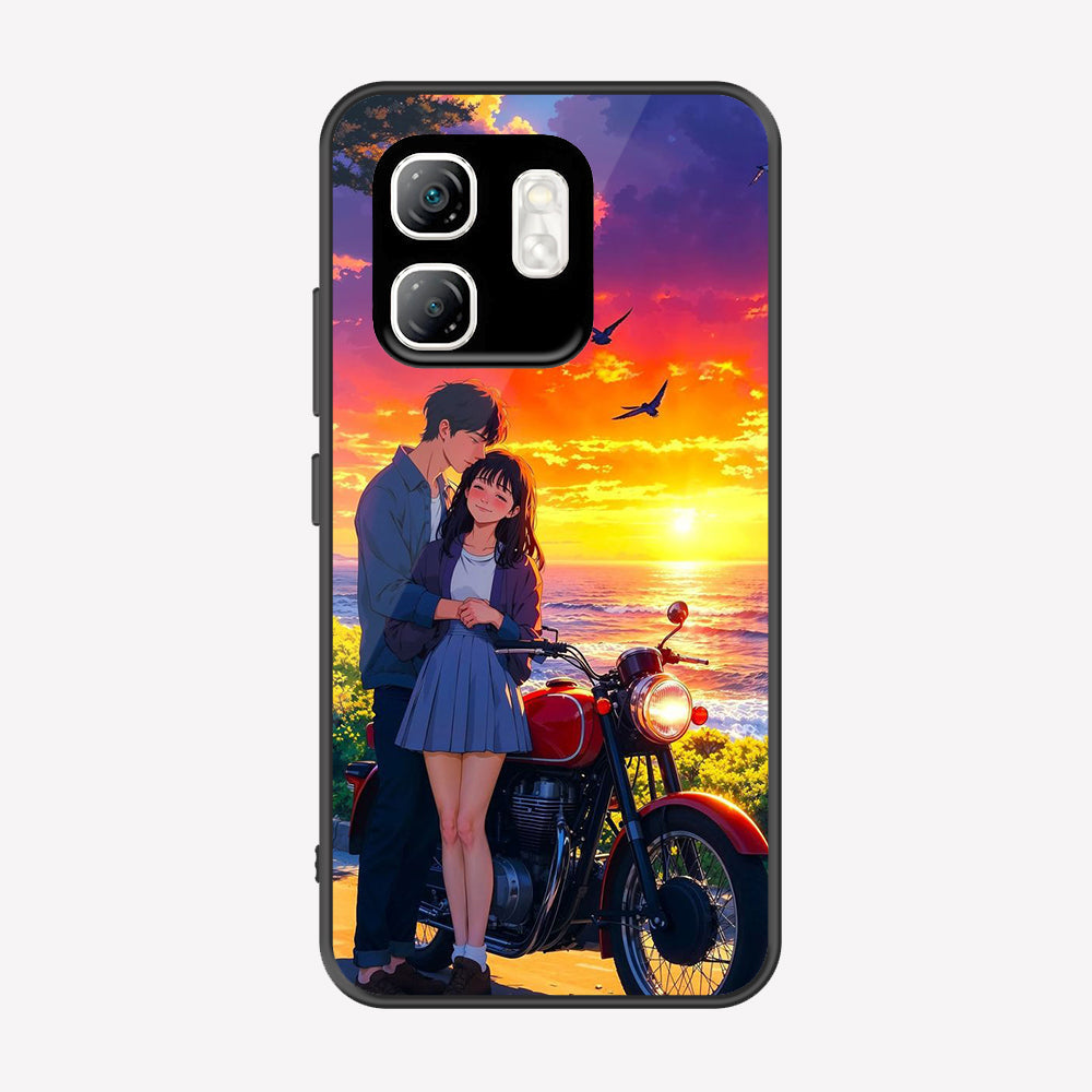 Infinix Hot 50i Cover - Love Couple Series - Premium Printed Metal soft Bumper shock Proof Case