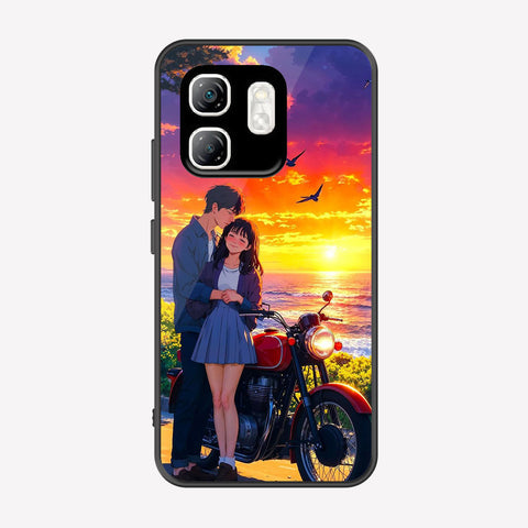 Infinix Hot 50i Cover - Love Couple Series - Premium Printed Metal soft Bumper shock Proof Case