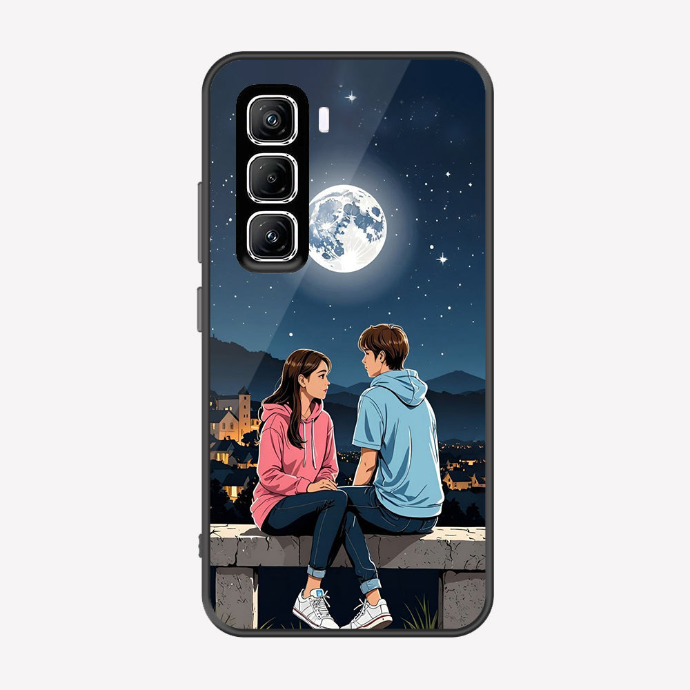 Infinix Hot 50 Pro Cover - Love Couple Series - Premium Printed Metal soft Bumper shock Proof Case